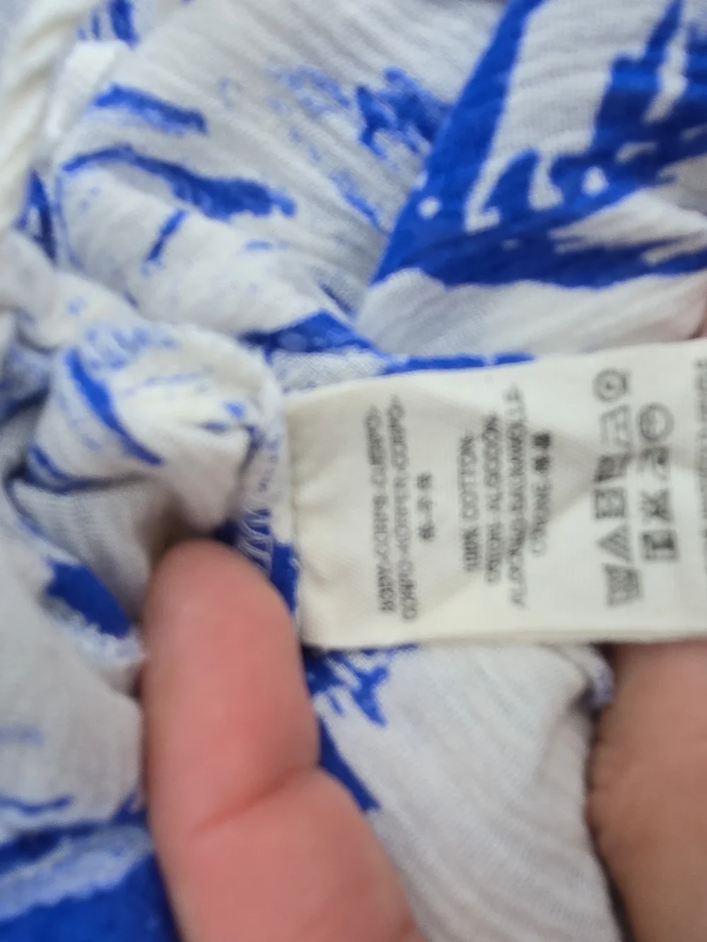 Free People White Maxi Dress with Blue Floral Print